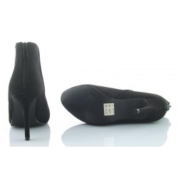 Botki damskie zamszowe na szpilce 9,5 cm. czarne