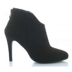 Botki damskie zamszowe na szpilce 9,5 cm. czarne