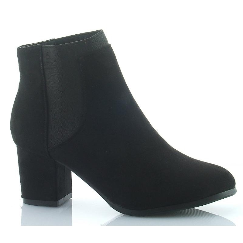 Botki sztyblety zamszowe na słupku 6 cm. czarne