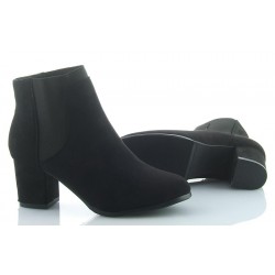 Botki sztyblety zamszowe na słupku 6 cm. czarne