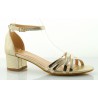 Sandały na słupku 4,5 cm. piętka pasek złote