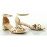 Sandały na słupku 4,5 cm. piętka pasek złote