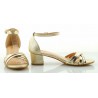 Sandały na słupku 4,5 cm. piętka pasek złote