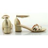 Sandały na słupku 4,5 cm. piętka pasek złote