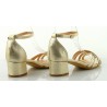 Sandały na słupku 4,5 cm. piętka pasek złote
