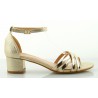 Sandały na słupku 4,5 cm. piętka pasek złote