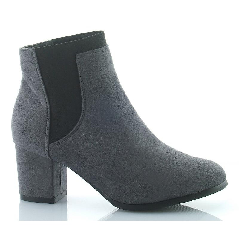 Botki sztyblety zamszowe na słupku 6 cm. szare