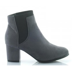 Botki sztyblety zamszowe na słupku 6 cm. szare
