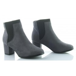 Botki sztyblety zamszowe na słupku 6 cm. szare