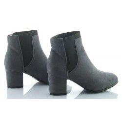 Botki sztyblety zamszowe na słupku 6 cm. szare