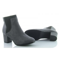 Botki sztyblety zamszowe na słupku 6 cm. szare
