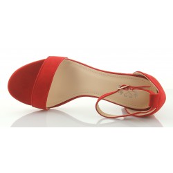 Sandały zamszowe na słupku 5,5 cm. czerwone