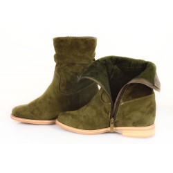 Botki zamszowe na obcasie i koturnie zielone