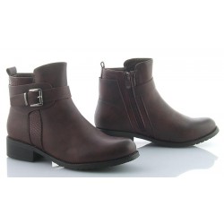 Botki damskie na niskim obcasie 3 cm. bordowe