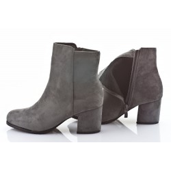 Botki zamszowe na słupku 6 cm. szare