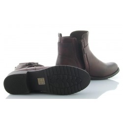 Botki damskie na niskim obcasie 3 cm. bordowe