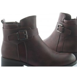 Botki damskie na niskim obcasie 3 cm. bordowe
