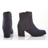 Botki zamszowe na słupku 6 cm. granatowe