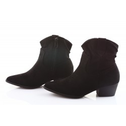 Botki kowbojki zamszowe na słupku 4,5 cm. czarne