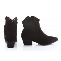 Botki kowbojki zamszowe na słupku 4,5 cm. czarne