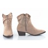 Botki kowbojki zamszowe na słupku 4,5 cm. khaki beżowe