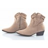 Botki kowbojki zamszowe na słupku 4,5 cm. khaki beżowe