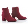 Botki zamszowe na słupku 6 cm. bordowe