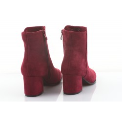 Botki zamszowe na słupku 6 cm. bordowe