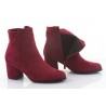 Botki zamszowe na słupku 6 cm. bordowe