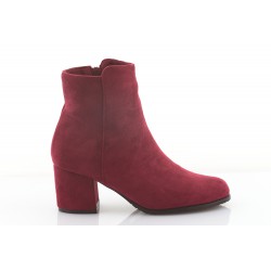 Botki zamszowe na słupku 6 cm. bordowe