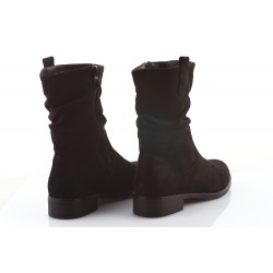 Botki zamszowe na niskim obcasie czarne