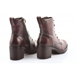 Botki sznurowane na obcasie 6 cm. bordowe burgund