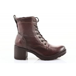 Botki sznurowane na obcasie 6 cm. bordowe burgund