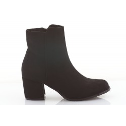 Botki zamszowe na słupku 6 cm. czarne