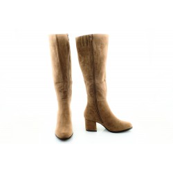 Kozaki zamszowe na słupku 6 cm. ocieplane khaki