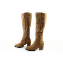 Kozaki zamszowe na słupku 6 cm. ocieplane khaki
