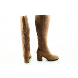 Kozaki zamszowe na słupku 6 cm. ocieplane khaki