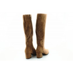 Kozaki zamszowe na słupku 6 cm. ocieplane khaki