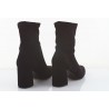 Botki zamszowe stretch na słupku 7,5 cm. szpic czarne