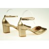 Czółenka sandały na słupku 6 cm. pasek złote