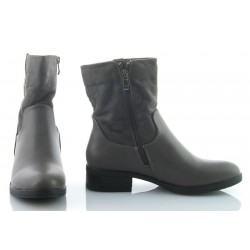 Botki damskie na niskim obcasie 3,5 cm. szare