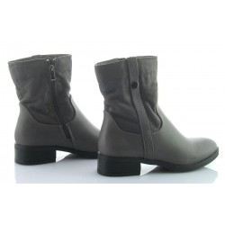 Botki damskie na niskim obcasie 3,5 cm. szare