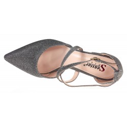 Czółenka na obcasie słupku 8 cm. szare metaliczne