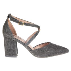 Czółenka na obcasie słupku 8 cm. szare metaliczne