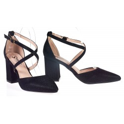 Czółenka sandały na obcasie słupku 8 cm. czarne