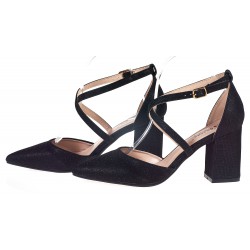 Czółenka sandały na obcasie słupku 8 cm. czarne