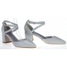 Czółenka sandały na obcasie słupku 6 cm. srebrne