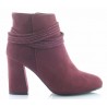 Botki zamszowe na słupku 8,5 cm. bordowe