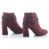 Botki zamszowe na słupku 8,5 cm. bordowe