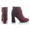 Botki zamszowe na słupku 8,5 cm. bordowe